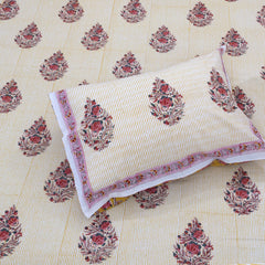Floral Motives on Yellow Panel | 210TC Pure Cotton