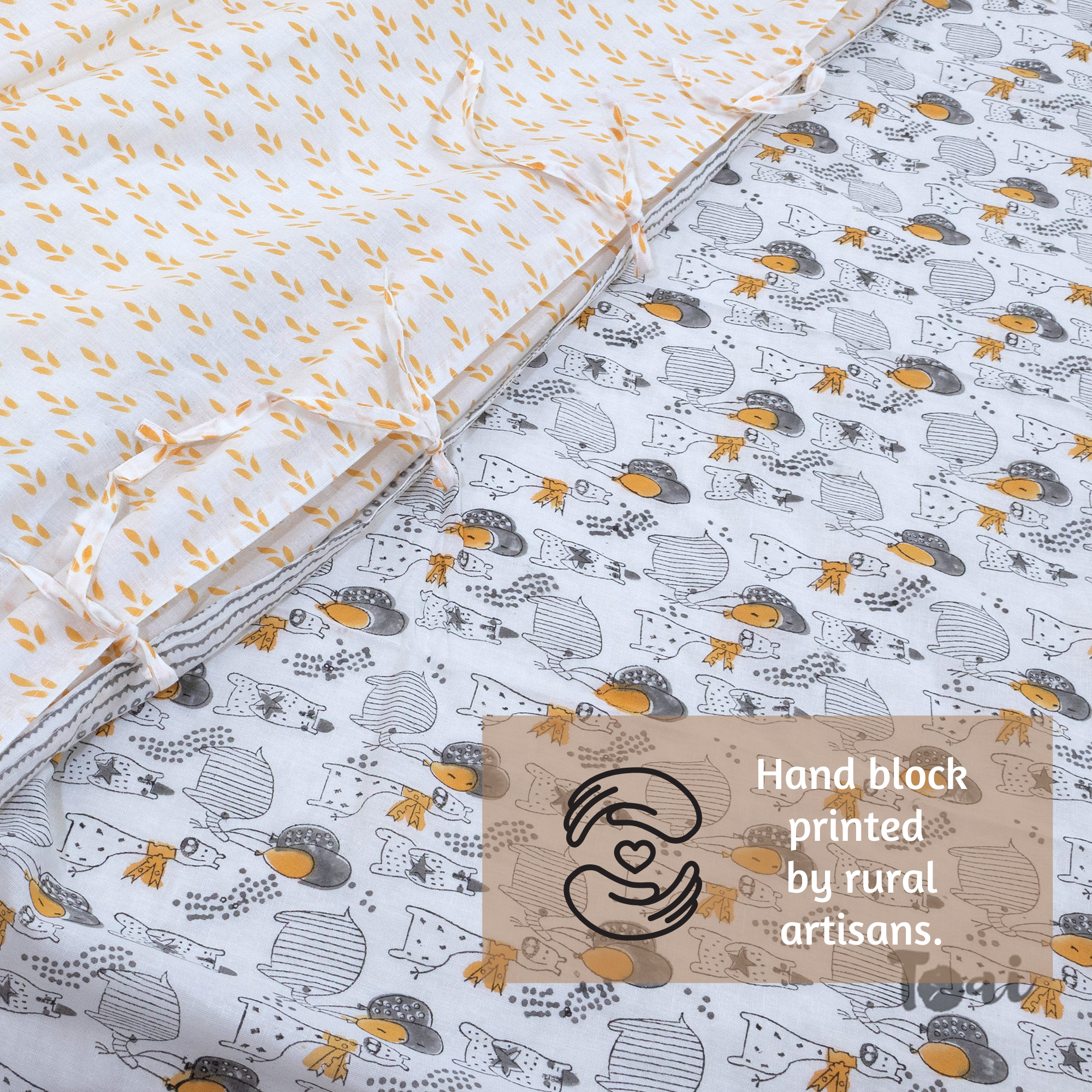 Grey Cartoon |All- Season Bedding Set | Premium Bedsheet , Pillow Covers, Duvet Razai Blanket Cover