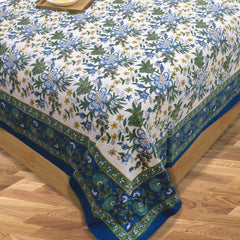 Blue Green Motives On White  | 210TC Pure Cotton