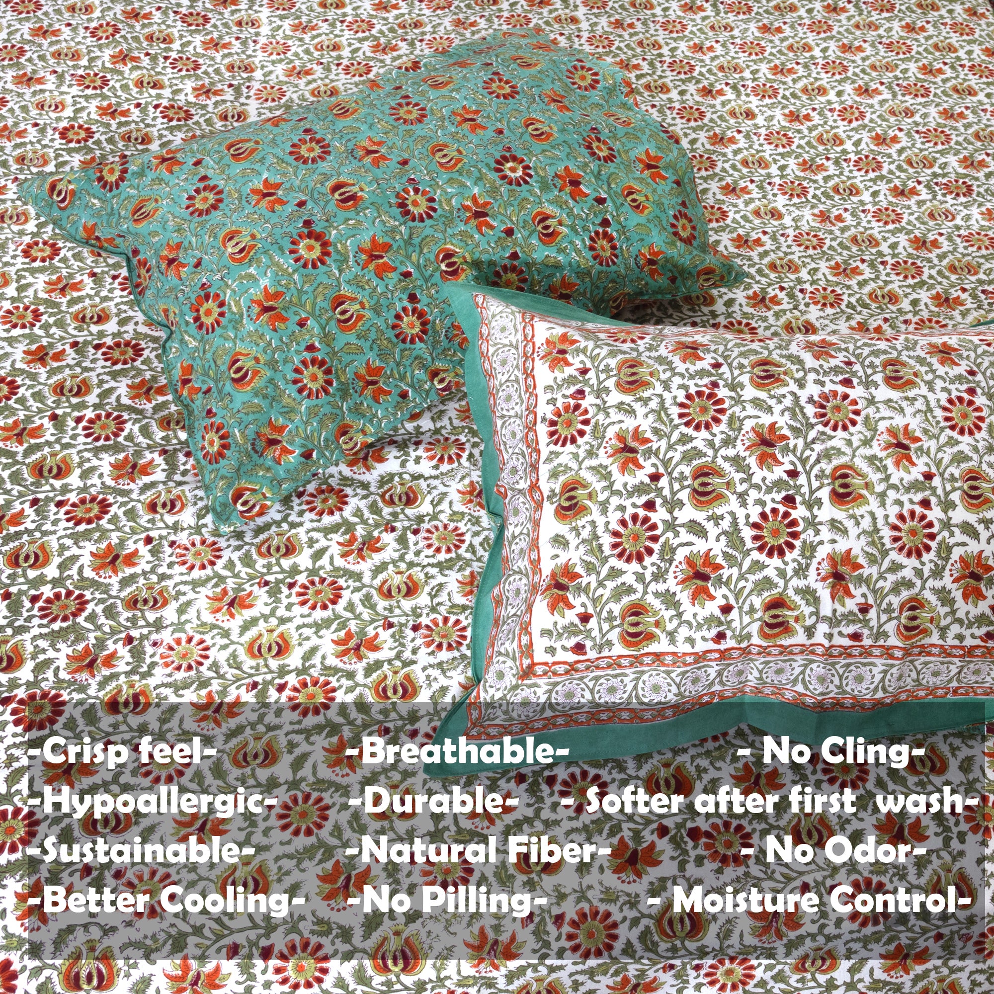 Small Green Flowers  | Fine Quality Bedsheet