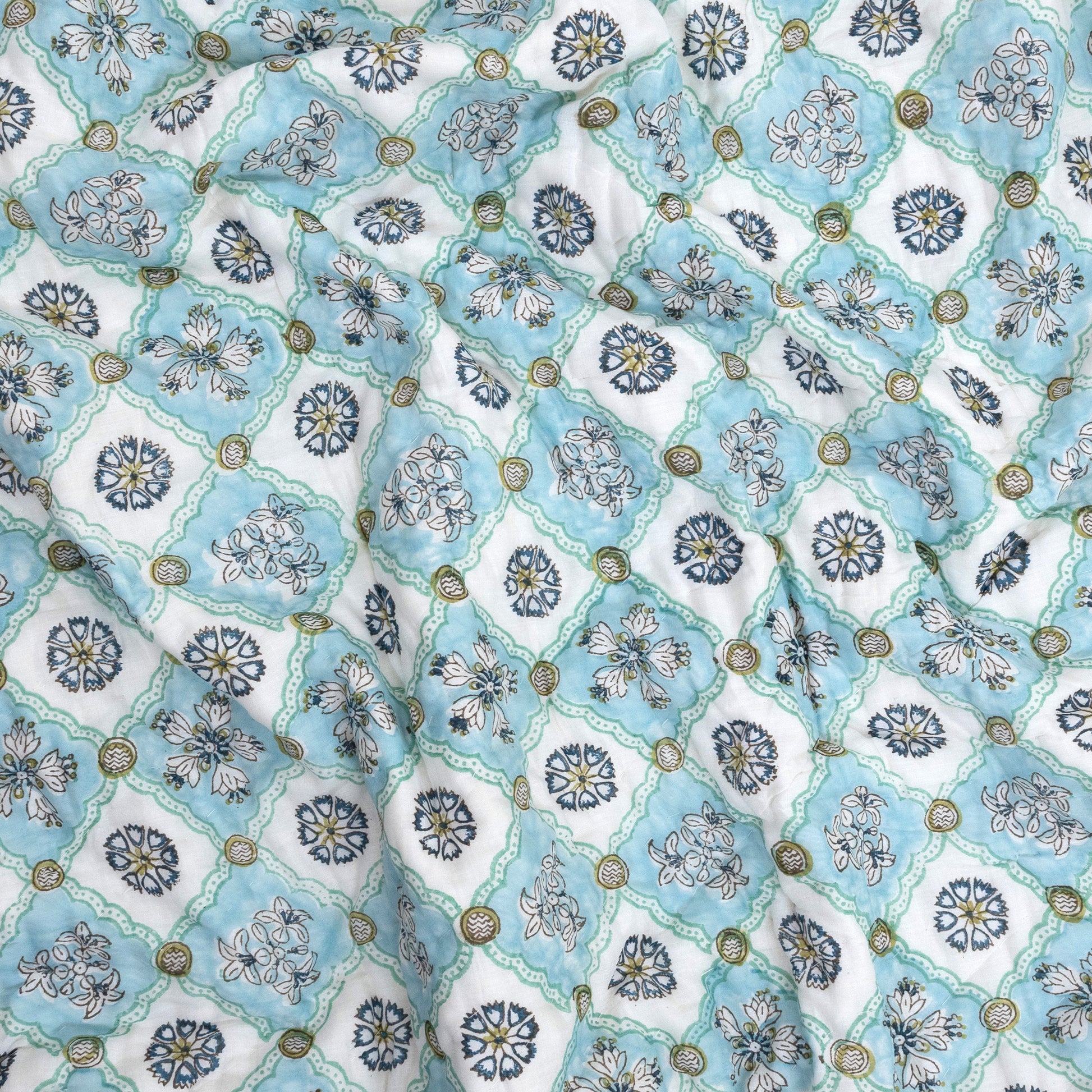 Small Blue Jaal  - Pure Mulmul Cotton