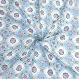 Small Blue Jaal | 300TC Bedsheet | 2 Pillow Covers | Mulmul Cotton Quilt