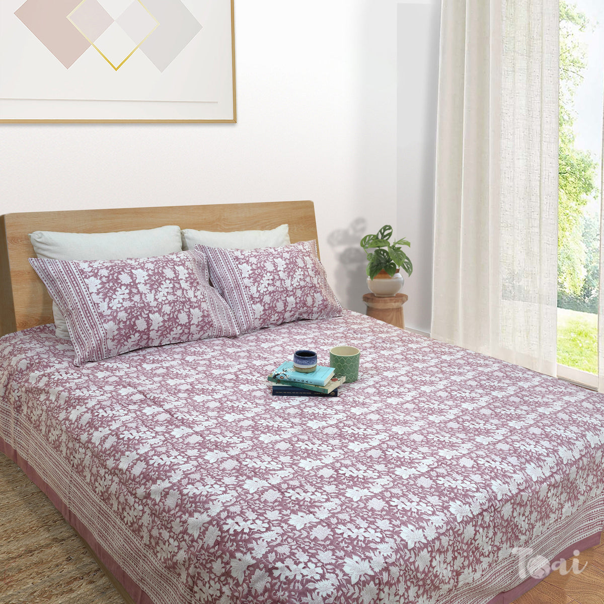 N Pink Kalamkari | Premium Bedsheet