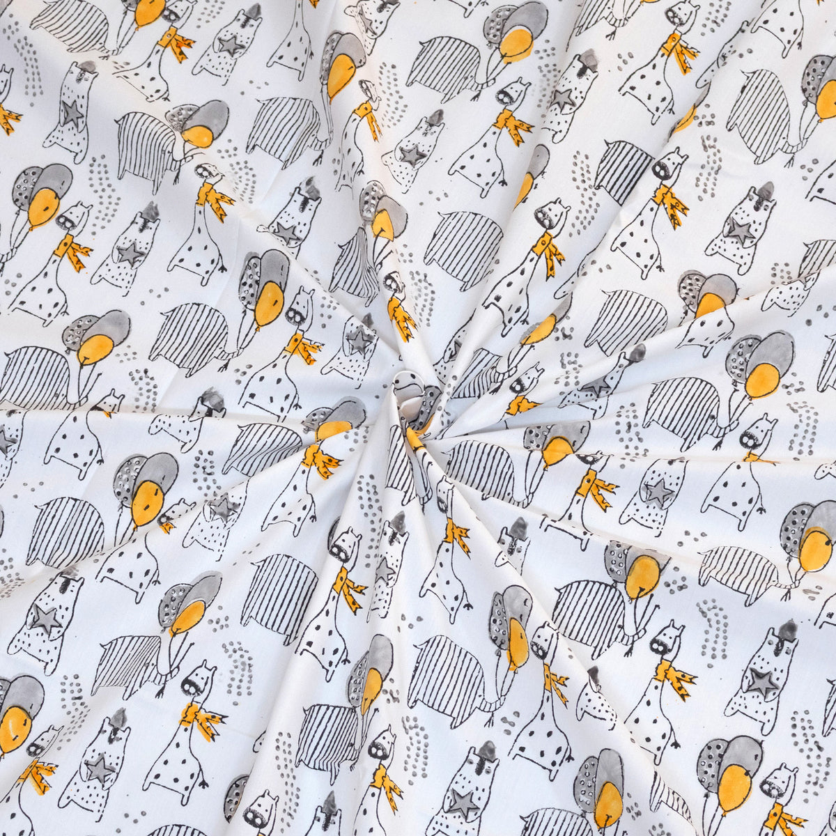Grey Cartoon| Premium Bedsheet