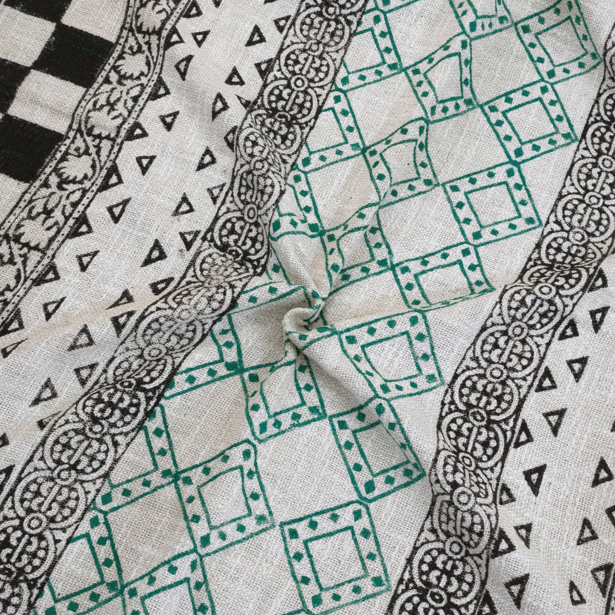 Green Gray Line | MultiColor Florals | Woven Sofa Throw