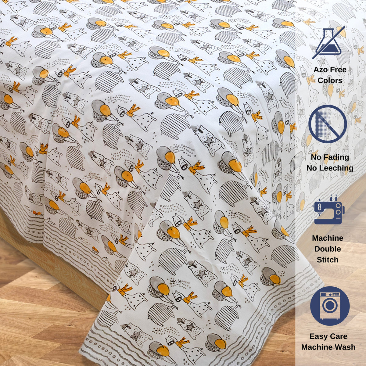 Grey Cartoon| Premium Bedsheet