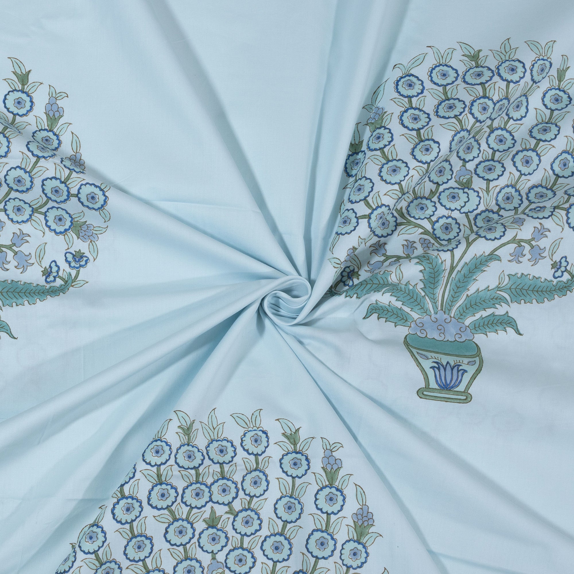 Bouquet on Light Blue | Luxury Bedsheet with Pillow Covers
