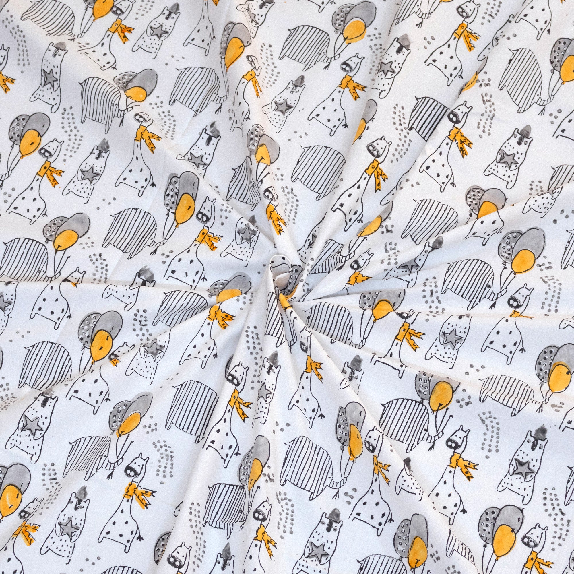Grey Cartoon| Comforter Bedding Set | Premium Bedsheet , Pillow Covers, Quilt / Razai