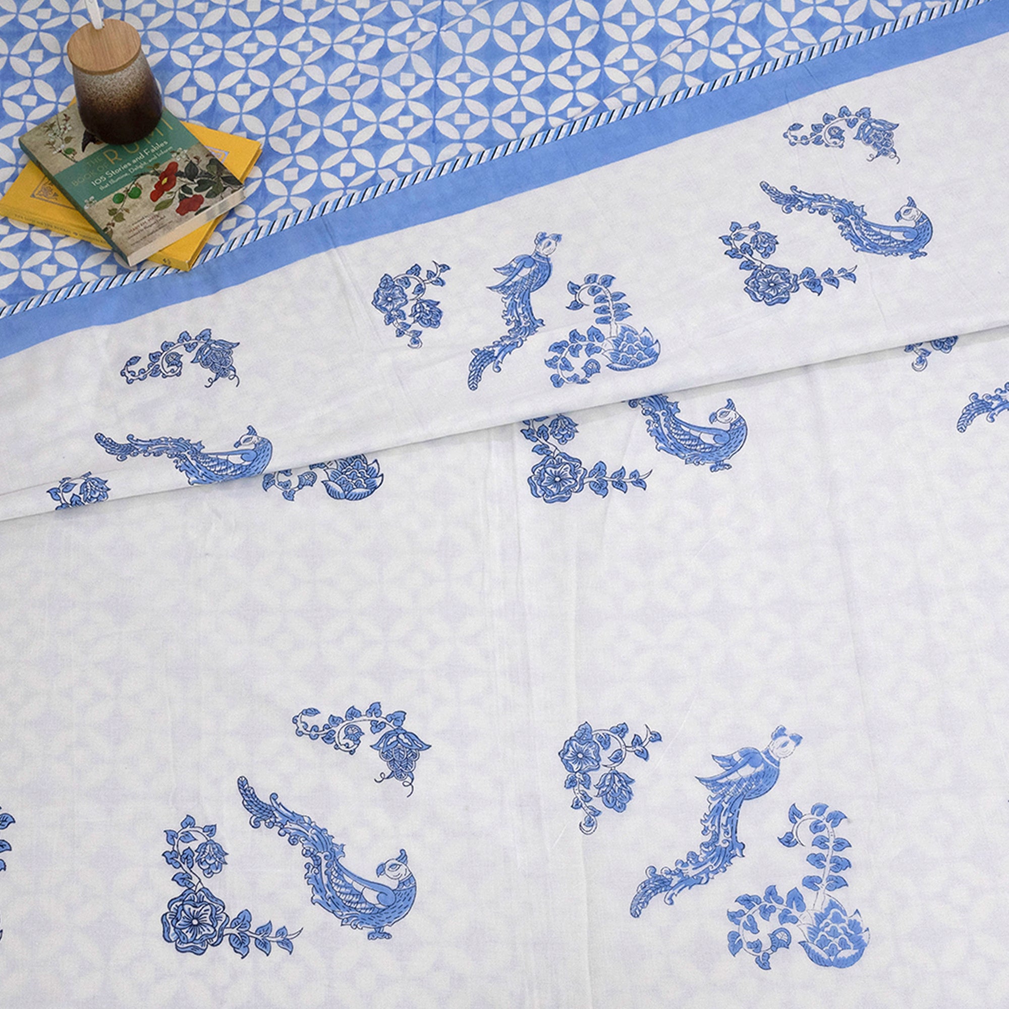 Blue Kalamkari Bird | Dohar | Summer Blanket