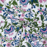 Jaipur Floral Print Florals On White | 300TC Mercerized Cotton Bedsheet