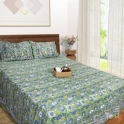 Blue Green Florals  | Fine Quality Bedsheet