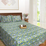 Blue Green Florals   | 210TC Pure Cotton Bedsheet