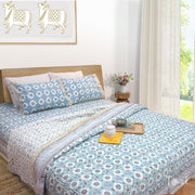 Small Blue Jaal | Comforter Bedding Set | Premium Bedsheet , Pillow Covers, Quilt / Razai