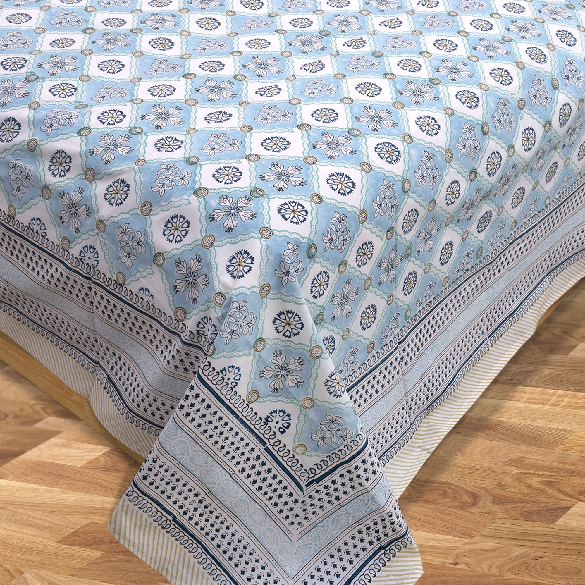 Small Blue Jaal  | Premium Bedsheet