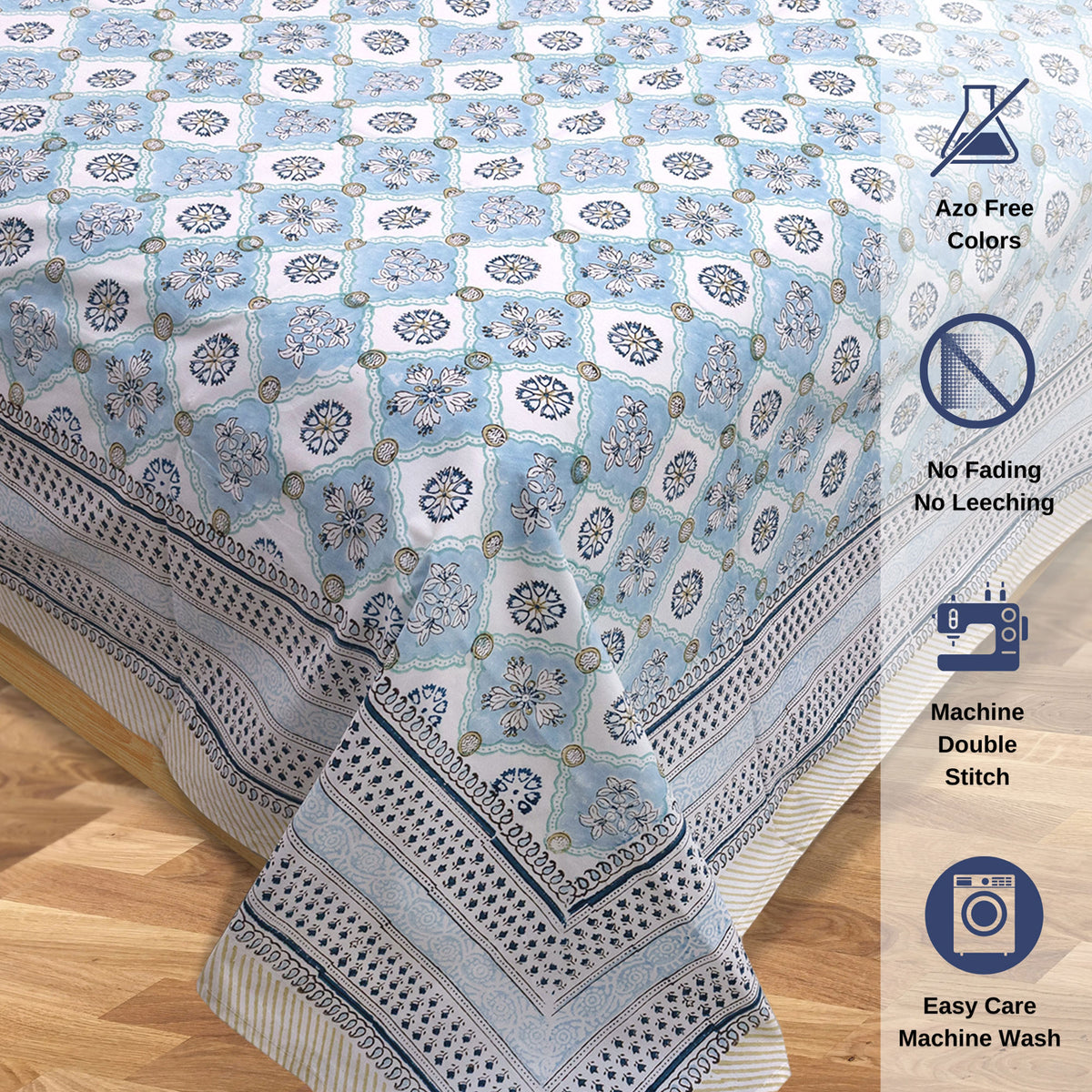 Small Blue Jaal  | Premium Bedsheet