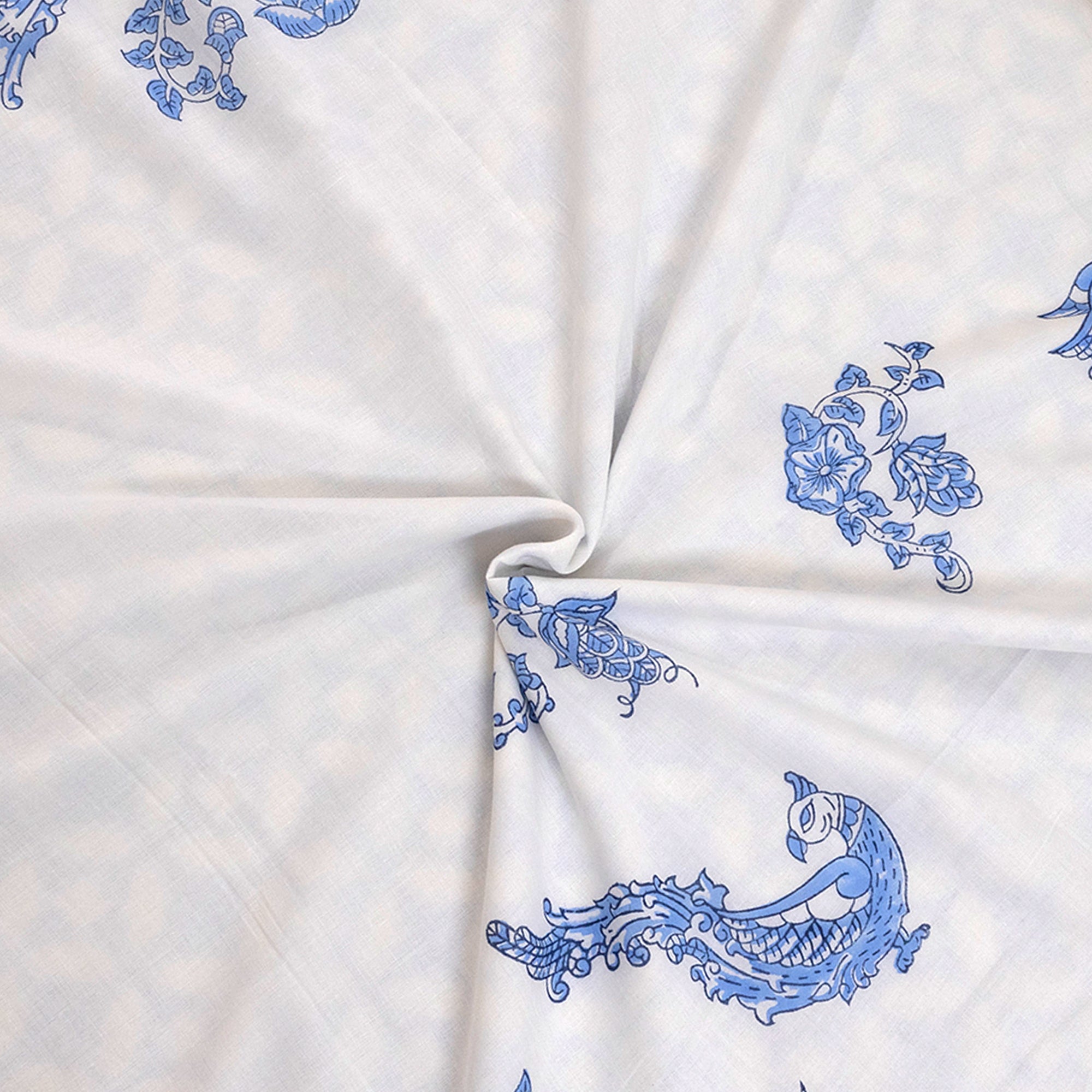 Blue Kalamkari Bird | Dohar | Summer Blanket