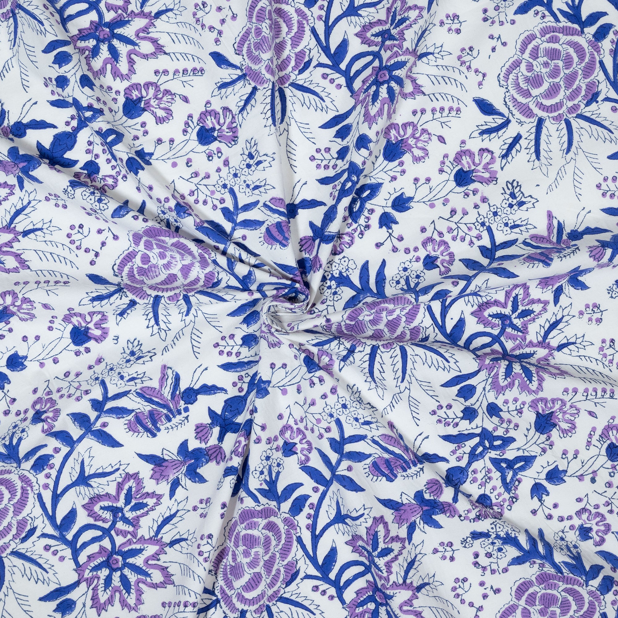 Jaipur Floral Print White Lavender Garden| Premium Bedsheet
