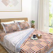 Brown Checks Blue Lines -Dohar Bedding Set