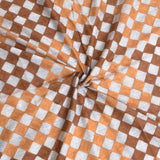Brown Checks Blue Lines | Pure Mulmul Cotton | Flannel filling