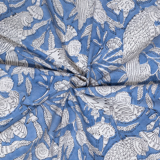 White Birds on Blue | 300TC Mercerized Cotton