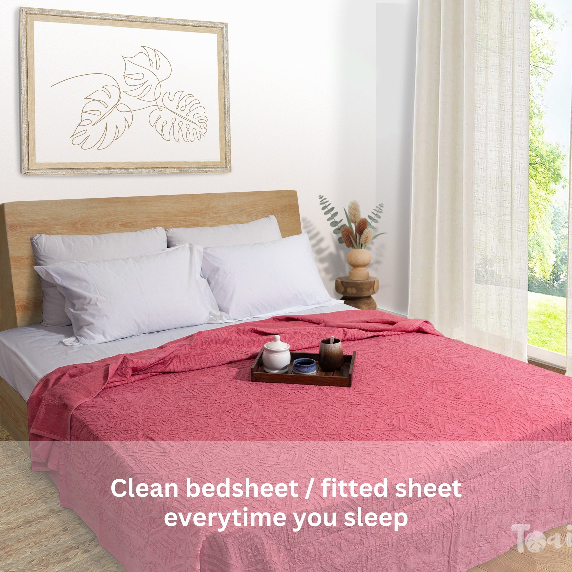 Bikaneri Applique| Hot Pink Stonewashed| Bedcover