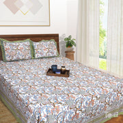 Pastel Flowers on White  - King Queen Cotton Bed sheet