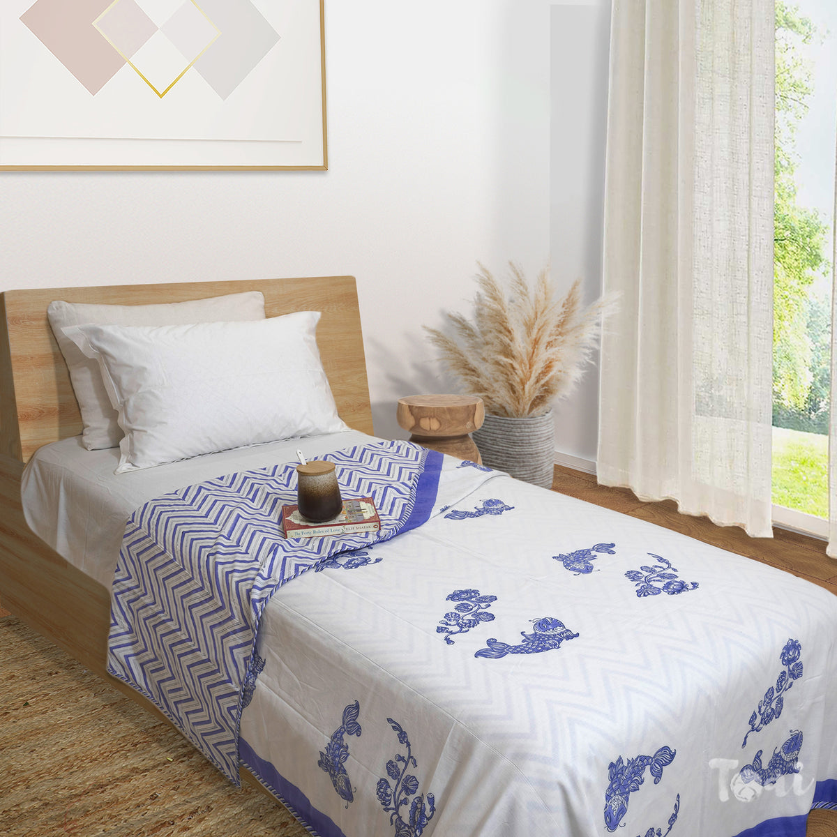 Purple Kalamkari Fish | Dohar | Summer Blanket