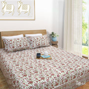 Rust Flower Spread  - King Queen Cotton Bed sheet
