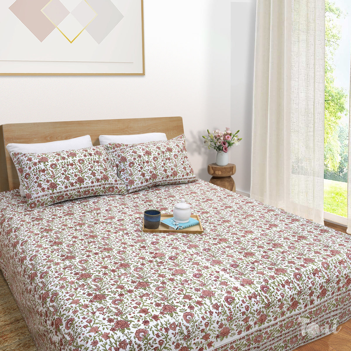 Rust Flower Spread   | 210TC Pure Cotton