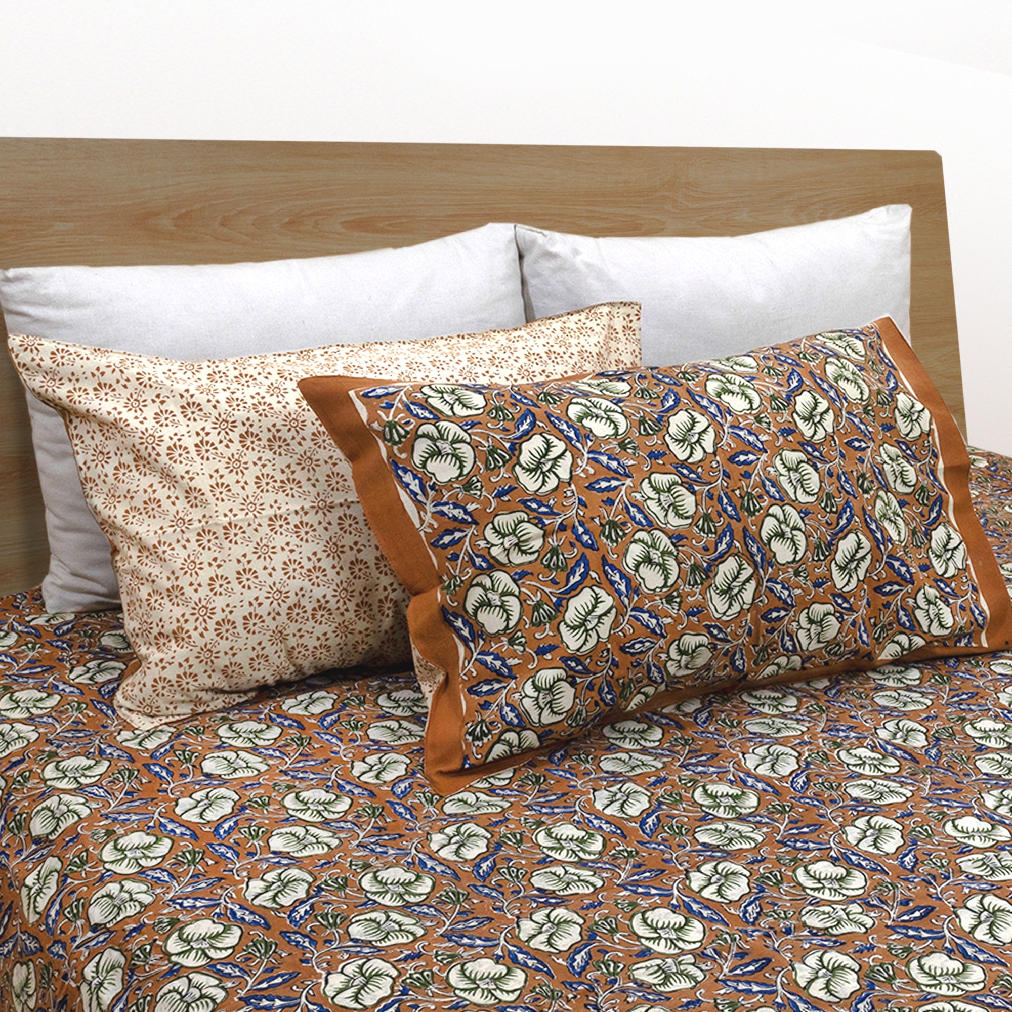 Bagru Rust Floral| Fine Quality Bedsheet