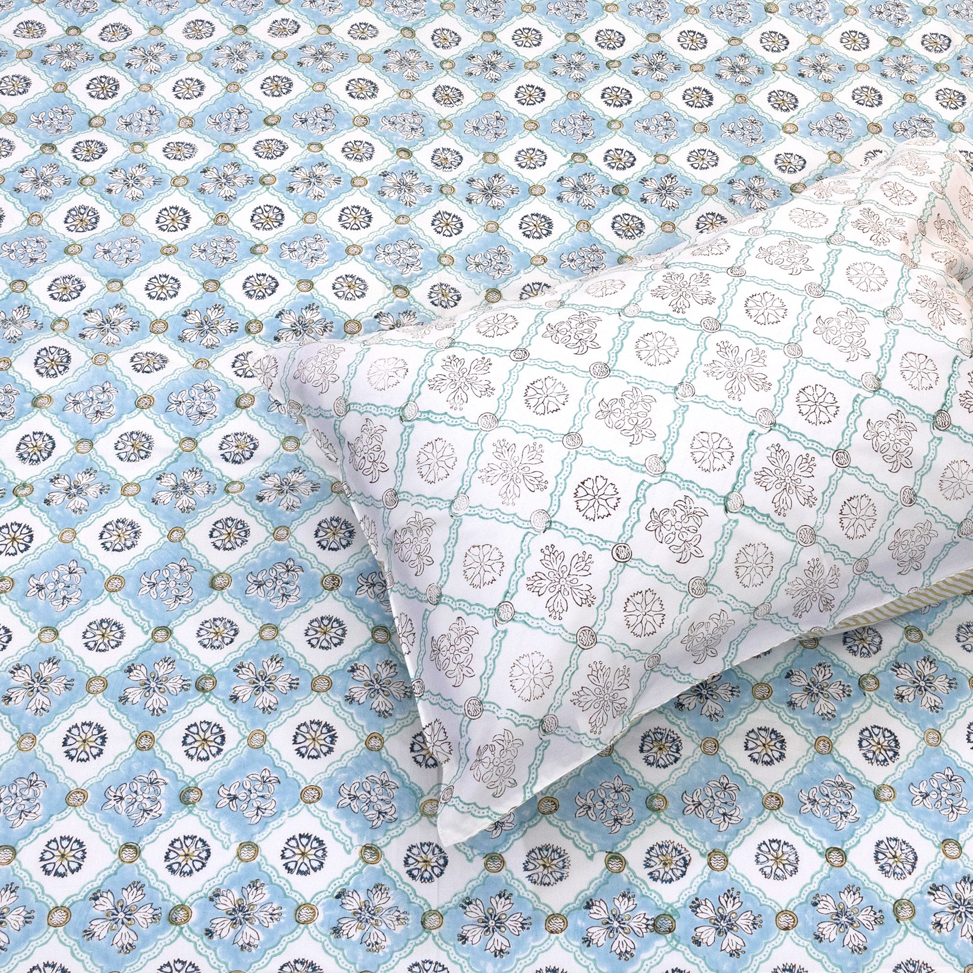 Small Blue Jaal  | Premium Bedsheet