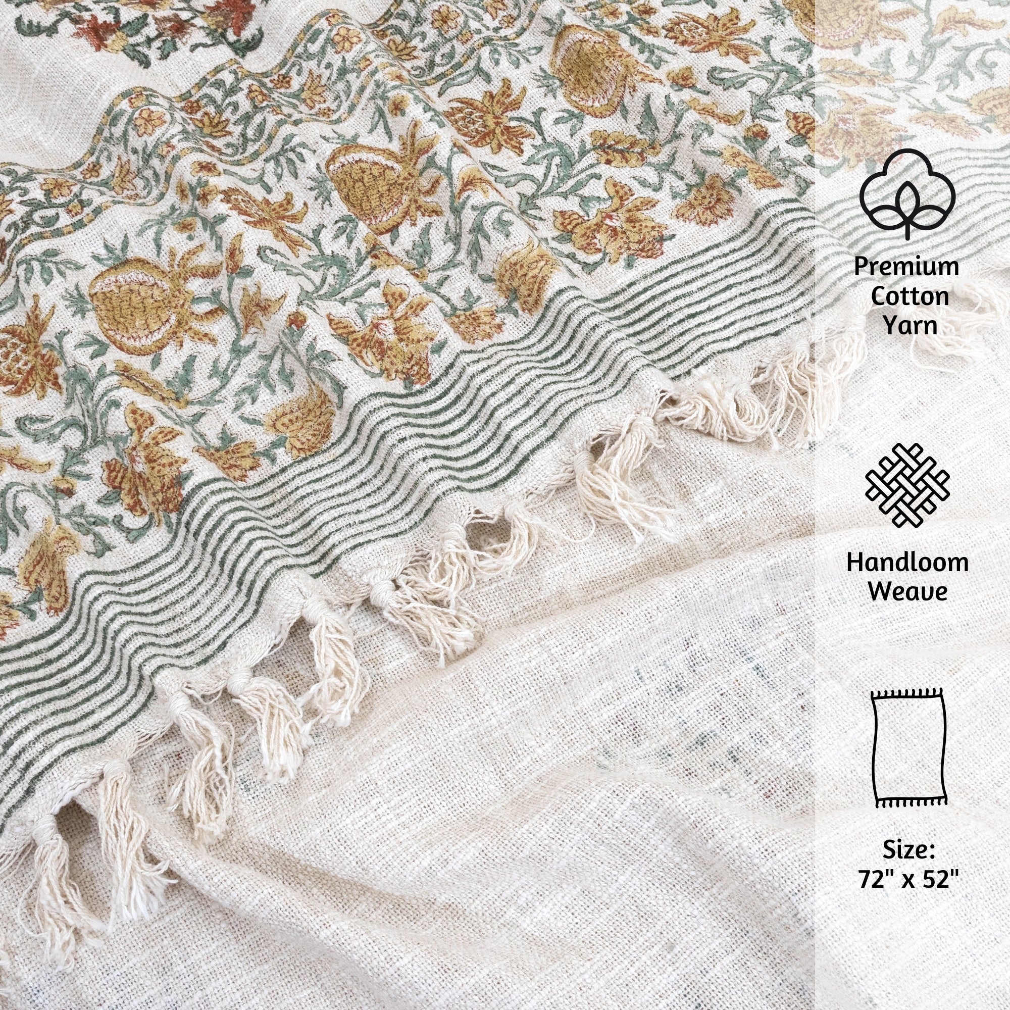 Earthy Mugal Motif | Multi Color Florals | Woven Sofa Throw