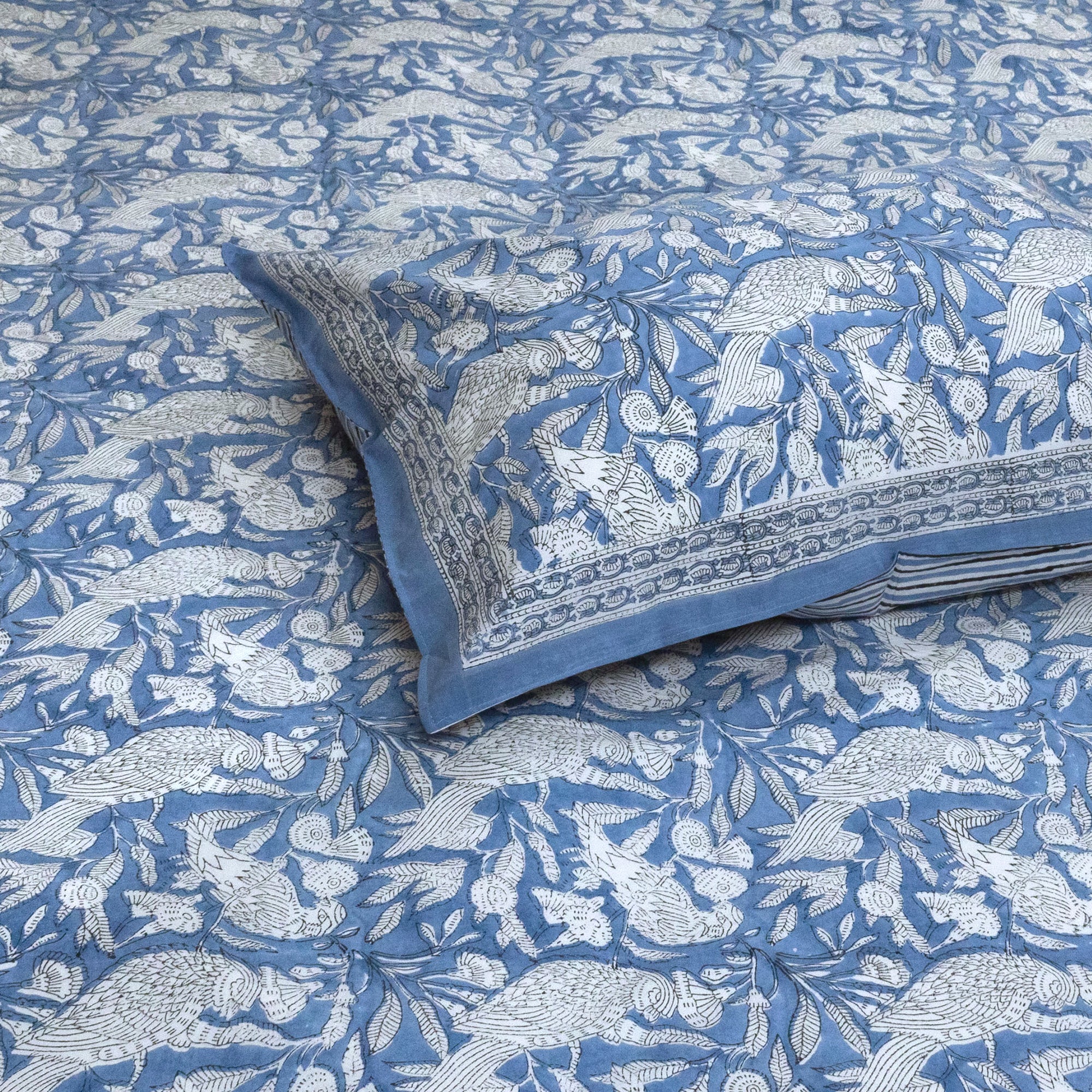 White Birds on Blue | Premium Bedsheet