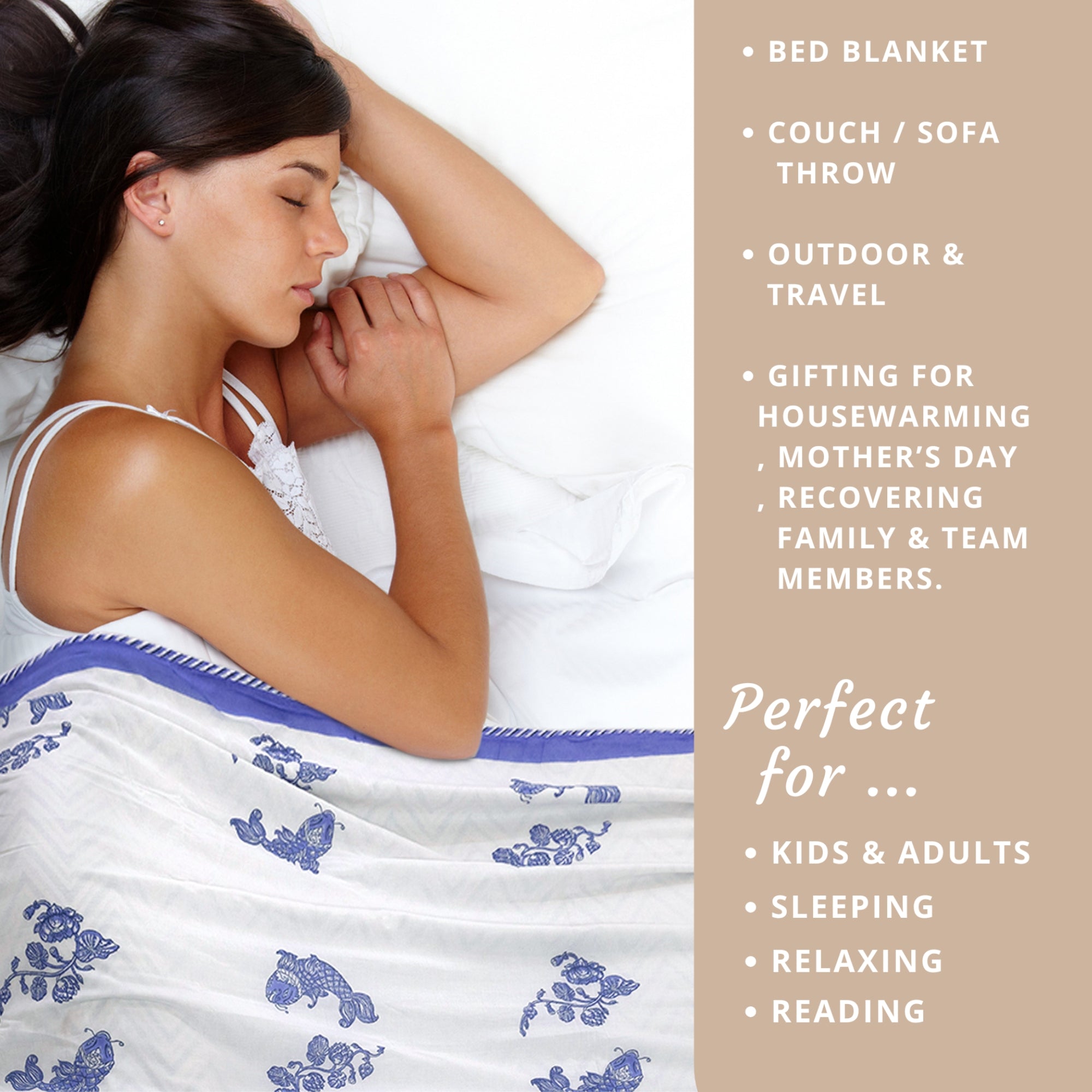 Purple Kalamkari Fish | Dohar | Summer Blanket