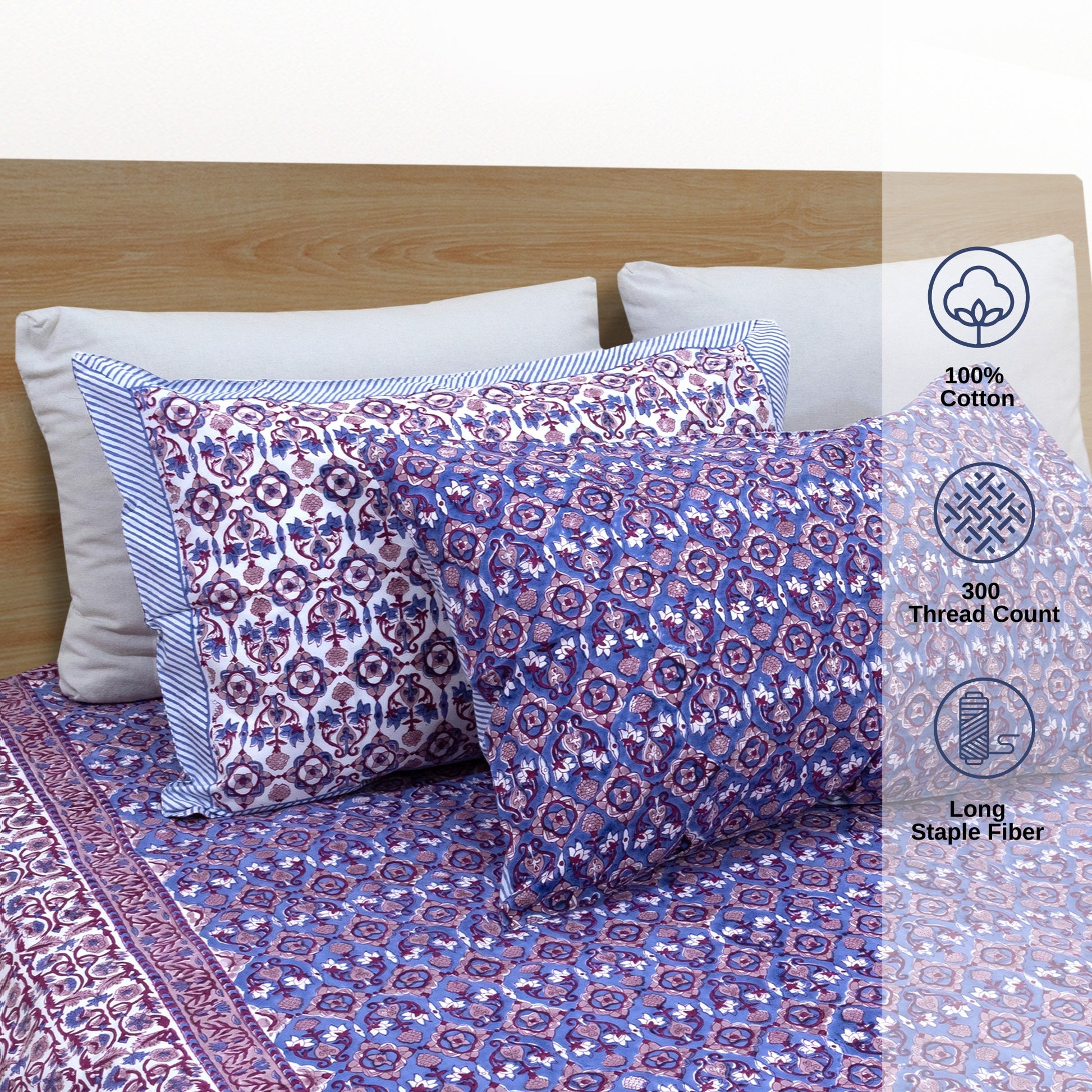 Moroccan Tiles- Bedsheet with Pillow Covers