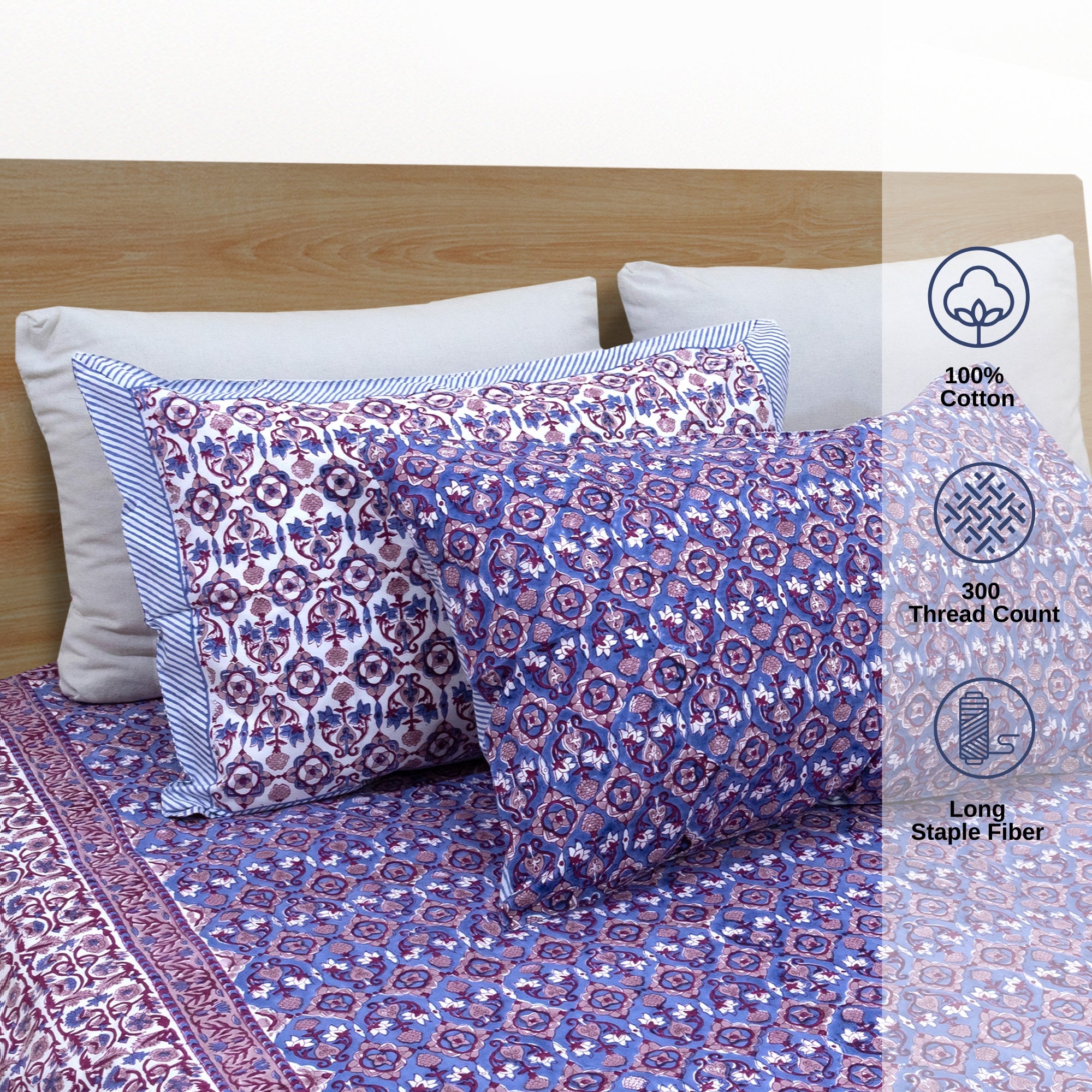 Moroccan Tiles- Bedsheet with Pillow Covers