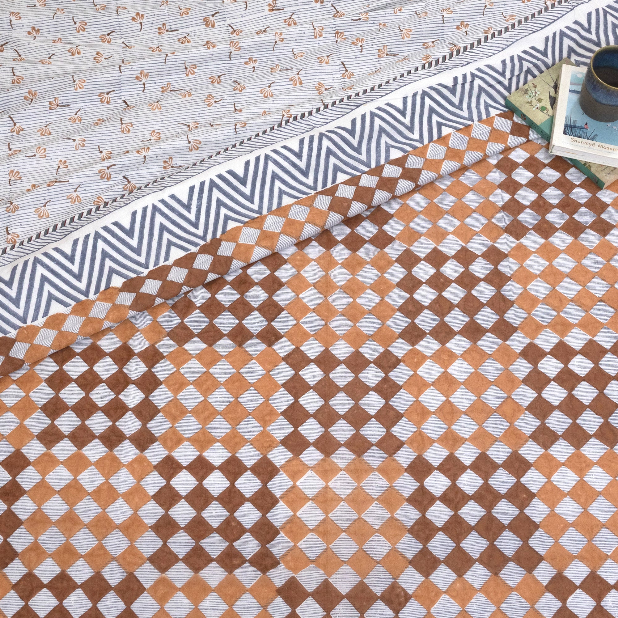 Brown Checks Blue Lines | Dohar | Summer Blanket