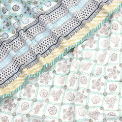 Small Blue Jaal | Pure Mulmul Cotton | Flannel filling