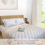 Grey Cartoon  | Pure Mulmul Cotton | Flannel filling