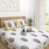 Yellow Marigold Bush on White | 300TC Mercerized Cotton