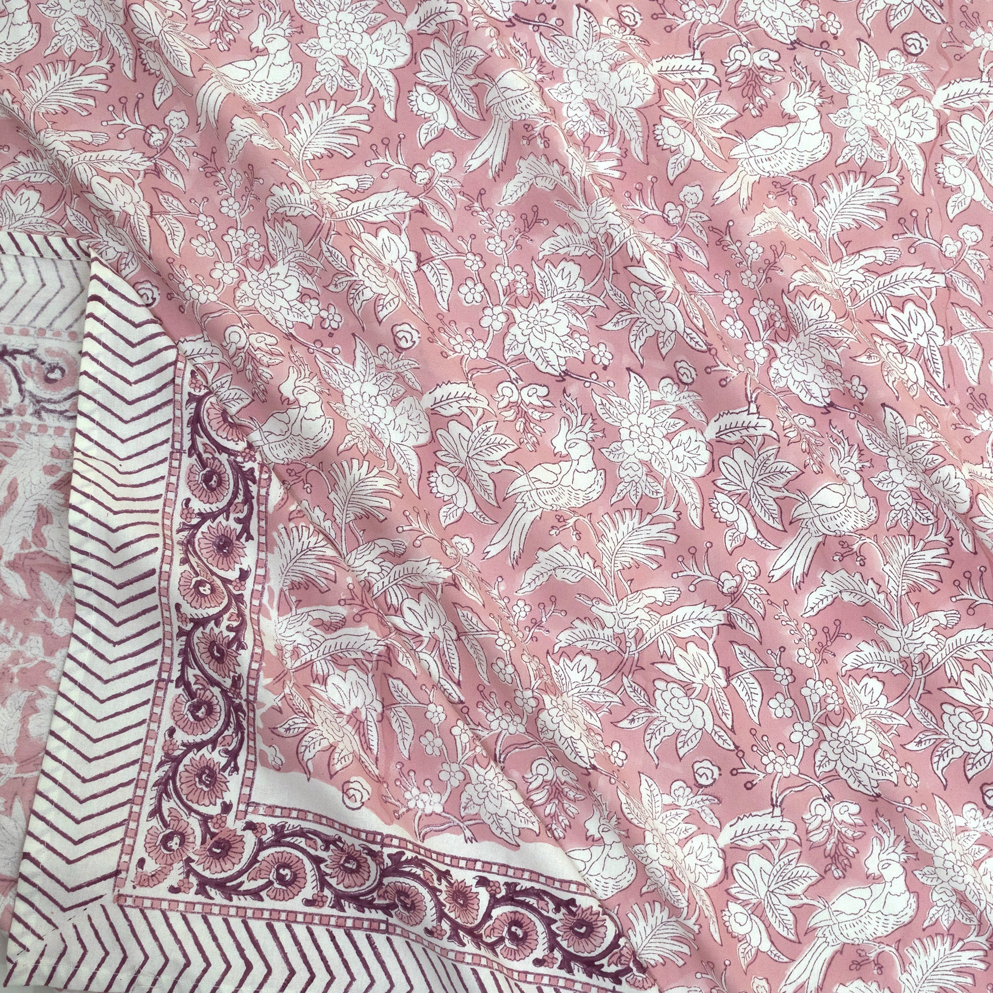 Pink Bird Kalamkari | Fine Quality Bedsheet