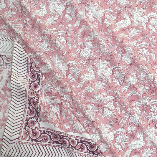 Pink Bird Kalamkari | 210TC Pure Cotton