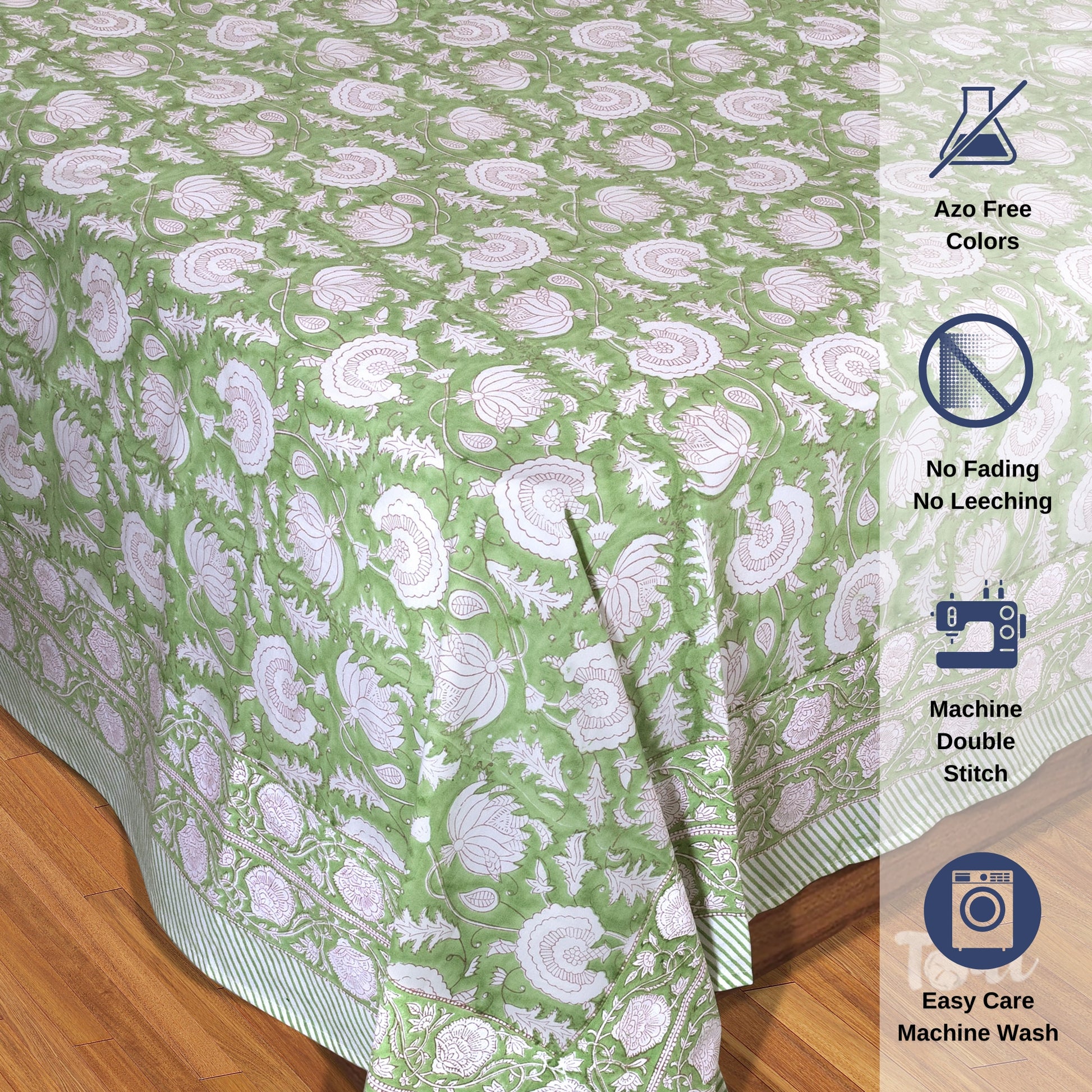 Green Kalamkari  - Bedsheet for double bed