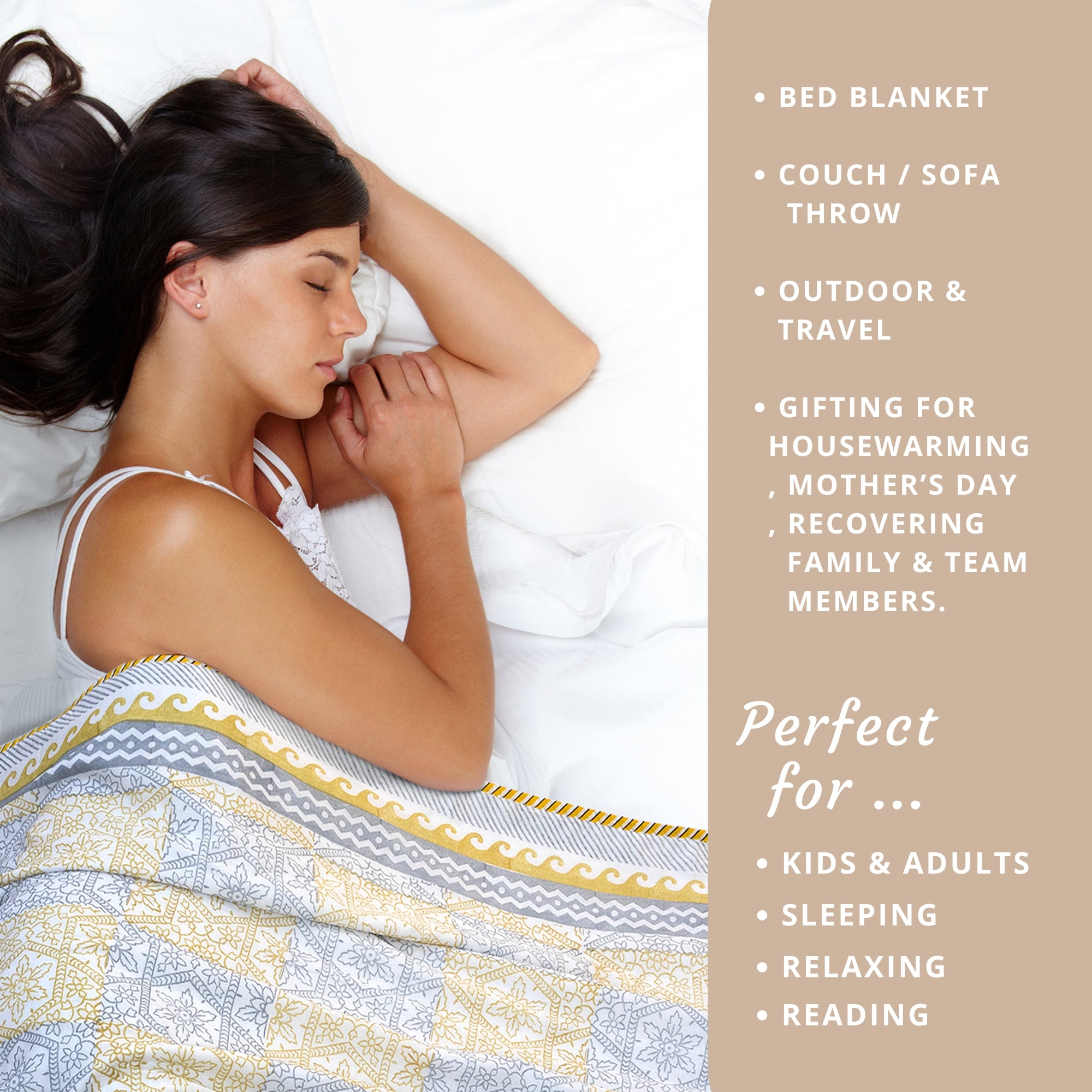 Yellow Grey Jharokha | Dohar | Summer Blanket