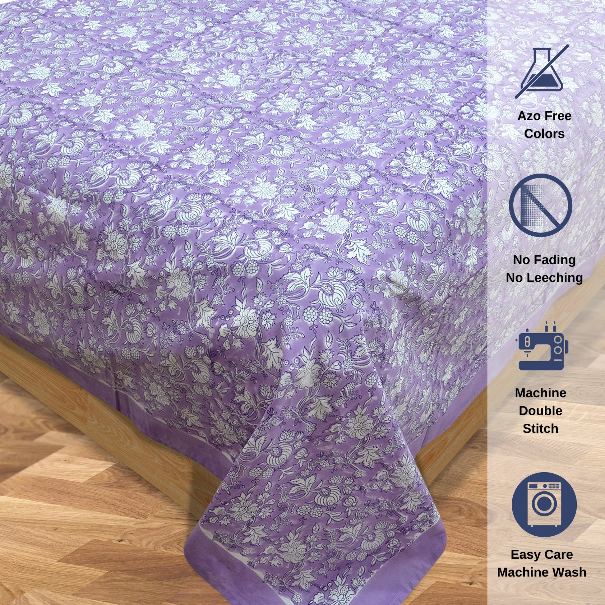 Lavender Kalamkari  - Bedsheet for double bed