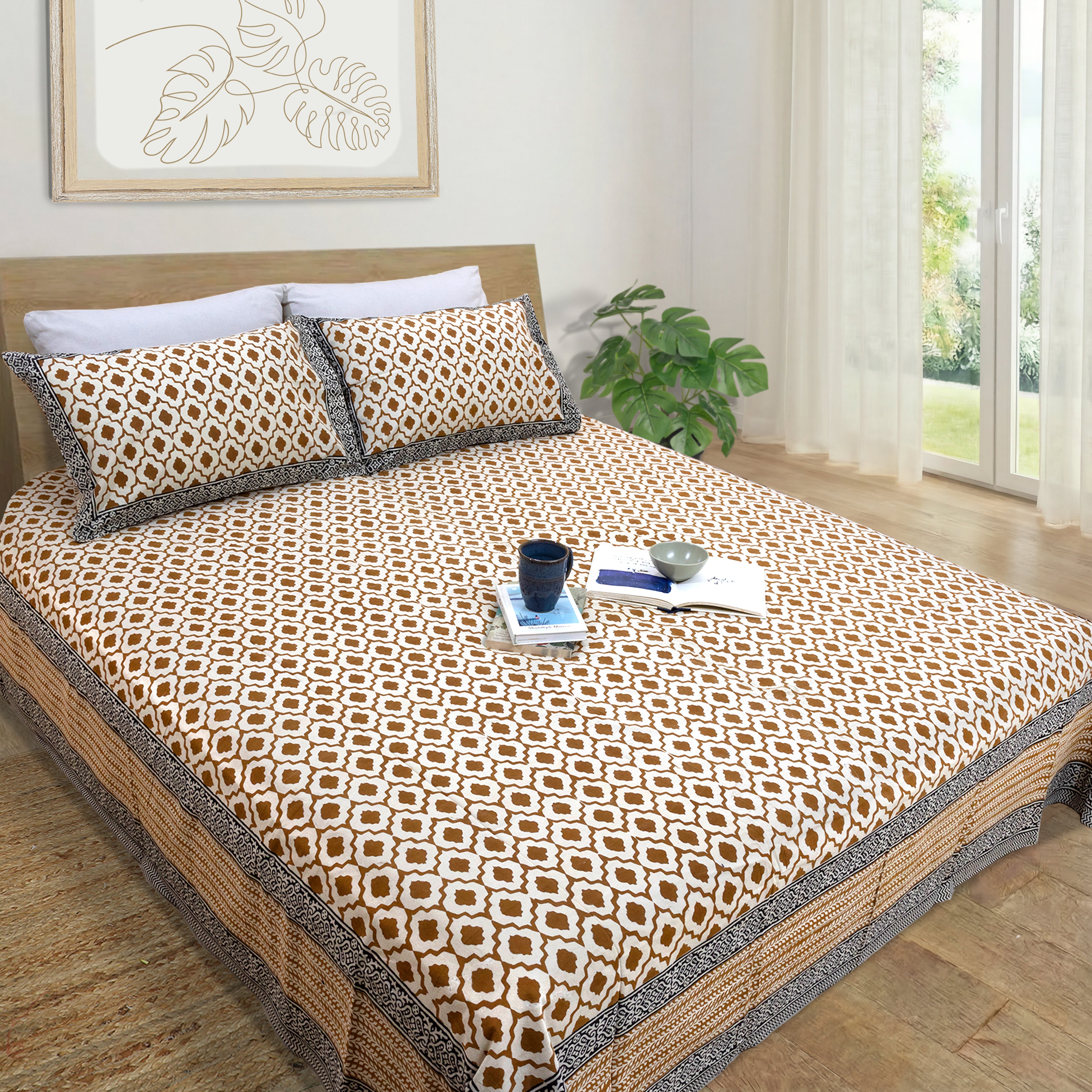 Bagru Earthy Jaal | Fine Quality Bedsheet