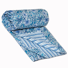 Blue Jungle| Jaipuri Screen printed| Double Dohar | Premium Mulmul Cotton | Reversible