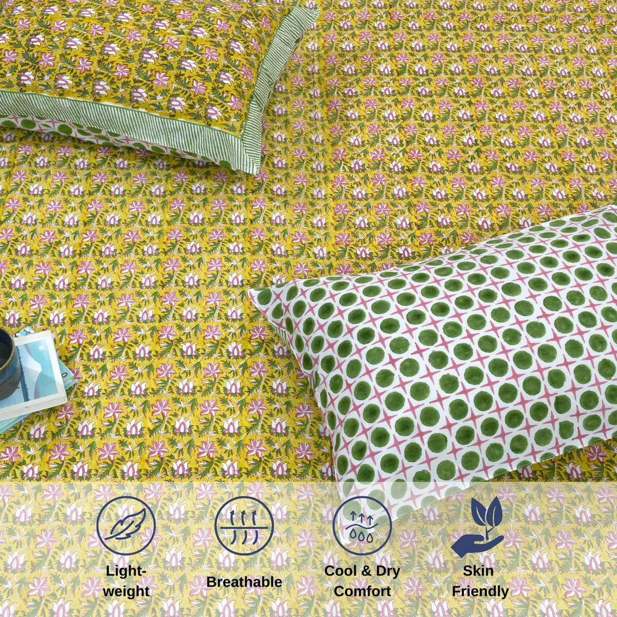 Pink Floral Pond| Premium Bedsheet