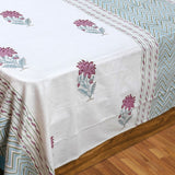 Pink Blue White | Pure Cotton Bedsheet