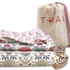 Spring Florals| 300TC Bedsheet | 2 Pillow Covers | Mulmul Cotton Dohar
